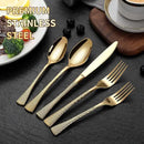 Hammered Gold Silverware Set,20 Piece Modern Flatware Set Service for 4,Mirror Polished Stainless Steel Cutlery Set Utensil Set Tableware Set,Kitchen Knives Forks Spoons Set,Dishwasher Safe by CozyNest Decor