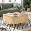 Lift Top Coffee Table with Storage,36" Large Square Coffee Tables for Living Room,Mid Century Modern Center Table for Home Office, Oak by CozyNest Decor