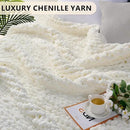 L'AGRATY Chunky Knit Blanket Throw: Soft Chenille Yarn Throw Blanket 60x80 - Handmade Thick Cable Crochet Blanket - Large Chunky Rope Throw Blanket for Couch Sofa Bed Home Decor(Cream White) by CozyNest Decor