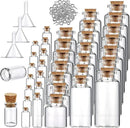 Geiserailie 45 Pcs Mini Glass Bottles with Cork Stoppers Spell Jar Clear Wishing Jars with 50 Eye Screws 3 Funnels for Wedding Party Favors DIY Art Crafts Decoration, 5 Sizes by CozyNest Decor