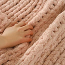 Esterra Chunky Knit Blanket Throw 60"x80", 100% Hand Knitted Chenille Throw Blanket, Cozy Soft Thick Cable Knit Throw Large Rope Knot Crochet Throw Blanket for Sofa Couch Bed, Dusty Pink by CozyNest Decor