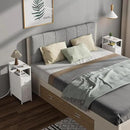 TUTOTAK Narrow Night Stand with Charging Station, Slim End Table with Plugins, Tall Side Table with 3 Fabric Drawer, Small Bedside Table with Storage, Set of 2, Living Room, Bedroom, White TB01BW073 by CozyNest Decor