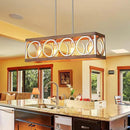 XINGQI Farmhouse Dining Room Chandeliers, Rectangle Vintage Hanging Lighting Fixtures, 4-Light Kitchen Island Lighting, Rustic Metal Chandelier Pendant Light, Antique Wood Grain XY082 by CozyNest Decor