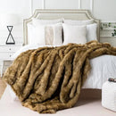 BATTILO HOME Golden Faux Fur Throw Blanket for Couch Sofa, Long Pile Fur Blankets and Throws, Elegant, Fluffy Thick Warm Heavyweight Fur Blanket Reversible to Plush Velvet, 50"x60" by CozyNest Decor