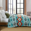 CASAAGUSTO Boho Sherpa Throw Blanket, Aztec King Size Blanket, Ultra Soft, Warm, Cozy, Plush, Thick Fleece Bohemian Throw Blanket for Couch, Bed, Sofa (Aqua 108 * 90 Inch) by CozyNest Decor