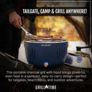 GrillTime Tailgater GT Hood Combo 13 Inch - Portable Charcoal Grill with Hood, Small Tabletop Grill for Tailgate Parties, Camping, Beach BBQ, Grey by GreenHaven Gardens