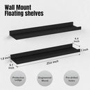 RICHER HOUSE 3 Set Floating Shelves for Wall, Black Wall Mounted Shelves with Lip for Storage, Display Picture Ledge Shelf for Bedroom Bathroom Kitchen Living Room Decor, Modern Black by CozyNest Decor