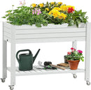 YITAHOME 3.6x1.5x2.8 FT Elevated Garden Bed Kit with Legs and Wheels, Outdoor Large Resin Planter Box Stand with Drain Plug and Storage Shelf for Plants Vegetables Fruits, Grayish-White by GreenHaven Gardens