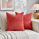 Fancy Homi 2 Packs Red Decorative Throw Pillow Covers 20x20 Inch for Living Room Couch Bed Sofa, Holiday Christmas Home Decor Gift, Soft Corss Corduroy Patchwork Accent Square Cushion Case 50x50 cm by CozyNest Decor