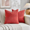 Fancy Homi 2 Packs Red Big Decorative Throw Pillow Covers 24x24 Inch for Couch Bed Sofa, Holiday Christmas Home Decor Gift, Soft Corss Corduroy Patchwork Accent Square Cushion Case 60x60 cm by CozyNest Decor