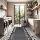 Beverly Rug Outdoor Runner Rug 2x7 Modern Floral Bordered Area Rugs for Indoor and Outdoor Patio Easy to Clean Non Shedding Living Room Porch Garden Washable Outside Carpet (2 x 7 Dark Gray) by CozyNest Decor
