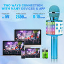 BlueFire 4 in 1 Karaoke Wireless Microphone with LED Lights, Portable Microphone for Kids, Great Toys for Kids, Girls, Boys and Adults (Blue) by TinyTreasures Baby Boutique