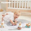 FReniland Wooden Montessori Toys, 4-Piece Wooden Baby Toy, Rainbow Stacking Ring,Car Push and Pull Toy, Rocket Stacking Ring Babys Toys,Newborn Baby Gift Sets for Boys and Girls by TinyTreasures Baby Boutique