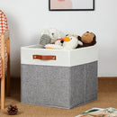 HNZIGE Foldable Storage Bins 13x13 Storage Cubes Set of 4 Fabric Linen Storage Baskets for Shelves Drawer with Handles Organizer for Shelves Toy Nursery Closet Bedroom by TinyTreasures Baby Boutique