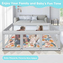 74" ×50" Large Baby Playpen, Baby Playard for Babies and Toddlers, Play Pens for Indoor & Outdoor, Sturdy Safety Play Yard with Soft Breathable Mesh, Anti-Fall, Grey (with MAT) by TinyTreasures Baby Boutique