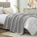 Amélie Home Chunky Knit Throw Blanket for Couch, Soft Chenille Crochet Blanket for Sofa, 50"x60", Light Grey by CozyNest Decor