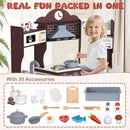 ANPABO Play Kitchen for Kids, Wooden Kitchen Playset w/Real Lights & Sounds, Coffee & Ice Maker, Microwave, Stove, 30Pcs Accessories Include Play Food, Pretend Play Set for Boys & Girls, Espresso by TinyTreasures Baby Boutique