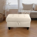 Ottoman Rectangular Storage Ottoman Bench, Faux Leather Footrest, Coffee Table, Stool Footstool with Hinged Lid for Living Room, Bedroom, Entryway, Champagne, 35"x23.5"x17.5" by CozyNest Decor