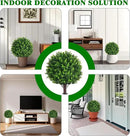 Artificial Topiary Tree with Eucalyptus, Set of 2 Artificial Shrub Bushes with Ground Spike, Fake Evergreen Tree for Porch, Artificial Plants for Outdoor Planters Indoor UV Resistant by CozyNest Decor