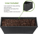 LEWIS&WAYNE Large Rectangular Block Planter Box Handmade Wicker Tall Planters for Outdoor Plants with Removable Liners Modern Planter for Indoor Outdoor Patio Deck - Black, 38''x11''x30'' by GreenHaven Gardens