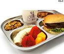 Korean Stainless Steel Divided Plates by KS&E, Little Kids Toddlers Babies small Tray, BPA Free, Diet Food Control, Compact Serving Platter, Snack, 5 Compartment Plate Silver, Set of 2 by TinyTreasures Baby Boutique