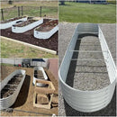 A ANLEOLIFE 12X3X1.5 ft Galvanized Raised Garden Beds Outdoor, Oval Extra Large Metal Planter Box for Planting Vegetables Flowers Herb, Anti-Rust & Easy-Setup, Antique White by GreenHaven Gardens