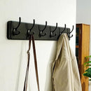 Dseap Wall Mounted Coat Rack: 24" Long, Patented, Heavy-Duty, 6-Double-Hooks Wooden Hanger Rail for Winter Coats, Hat, Jacket, Clothing - Black, Pack of 2 by CozyNest Decor