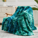 NEWCOSPLAY Faux Fur Throw Blanket Tie-dye Dark Teal Luxury Fluffy Thick Warm Bubble Blanket for Couch Sofa Bed 700GSM (Tie-dye Dark Teal, Throw(50"x60")) by CozyNest Decor