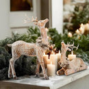 DN DECONATION 2pcs Reindeer Christmas Figurines, Tabletop Reindeer Small Christmas Decor, Brown Resin Deer Statue, Holiday Home Décor Accents for Xmas Office Living Room & Bedroom Decorations by CozyNest Decor