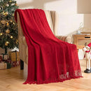 MIULEE Red Knitted Throw Blanket for Couch Boho Textured Cozy Woven Blanket with Tassels for Sofa Chair Bed Living Room Acrylic Wave Pattern 50"x60" by CozyNest Decor