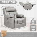 Retro Rocking Recliner Chair, Massage Rocker Recliner Chair with Vibration Massage and Heat, USB and Type-C Ports,360° Swivel Chairs, Living Room, Bedroom, Nursery, RV, Light Grey by TinyTreasures Baby Boutique