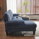 Karl home U-Shape Sectional Sofa Couch 111" Modern 4-Seat Sofa with Chaises Corduroy Fabric Upholstered Covertible Couch with Wood Grain Legs for Living Room, Reception Room, Apartment, Navy Blue by CozyNest Decor