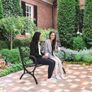 FDW Outdoor 50 Inches Garden Bench, Slatted Seat Armrests Floral Design Backres and Arch Legs, Perfect for Park, Yard, Porch, Lawn, Balcony, Backyard, Black by CozyNest Decor