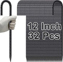 VVOKGO Rebar Stakes 12 Inches J Hook Heavy Duty Chain Link Fence Stakes, 32 Pcs Metal Long Tent Spikes Ground Anchors for Wire Fencing, Dogs Digging, Camping Tents, Swings, Greenhouse, Black by CozyNest Decor
