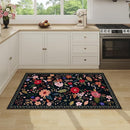 3x5 Area Rug, Floral Black Washable Rug for Entryway, Non Slip Flower Area Rugs, Soft Low Pile Indoor Doormat Small Carpet, Rugs for Living Room Bathroom Bedroom Nursery Kitchen Dining Room by TinyTreasures Baby Boutique