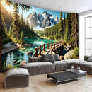 BSFHH Nature Tapestry Forest Tree Sea Cave Wall Hanging, Stream Through Rainforest Landscape Wall Art Tapestry for Bedroom Living room (Snow Scene, 110" × 87", Unframed) by CozyNest Decor