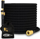 TITAN Flexible Garden Hose 100FT – Ultra Lightweight, Heavy Duty Water Hose with Brass Fittings & Jet Nozzle – Kink-Free, Non-Expanding, Durable Fabric Hose for Yard, Lawn, Car Wash, Outdoor Use by GreenHaven Gardens