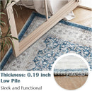 jinchan Runner Rug 2x7 - Machine Washable Dark Blue Vintage Floral Distressed Design Soft Non-Slip Low-Pile Ultra-Thin Runner Rug for Kitchen Hallway Laundry Room Entryway Farmhouse (2‘x7',Dark Blue) by TinyTreasures Baby Boutique