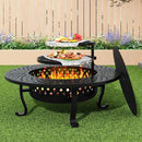 43 Inch Fire Pit with 2 Grill for Outside, Outdoor Wood Burning Firepit with Lid, Metal Round Table for Backyard Patio Garden Picnic Camping Bonfire, Black by GreenHaven Gardens
