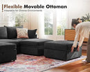 102.6" Modular Sectional Sofa, L Shaped Couch Set for Living Room, 3-Seater Comfy Cloud Couches with Movable Storage Ottoman,DIY Combination - Chenille Black by CozyNest Decor