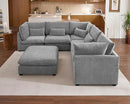 Oversized Modular Sofa, Extra Deep Cloud Chenille Sectional Couch with Ottoman Chaise, Fluffy Chenille Corner V Shape Sofa for Living Room, Villa (Corner V Shape+Ottoman, Chenille Grey) by CozyNest Decor