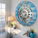 The Gears Clock Real Moving Gear Wall Clock England Line (Ocean Blue, 24 inches (60 cm)) by CozyNest Decor