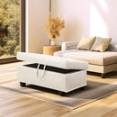 Ottoman Rectangular Storage Ottoman Bench, Faux Leather Footrest, Coffee Table, Stool Footstool with Hinged Lid for Living Room, Bedroom, Entryway, White, 28.5"x19"x17.5" by CozyNest Decor