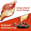LUJII Ice Cream Shaped Spiral Hummingbird Feeder, Hand Blown Glass, 28 fl.oz, Leak Proof & Rustproof, Includes an Ant Moat for Outdoors Hanging, Unique & Stylish Garden, Outside & Backyard Decor (Red) by GreenHaven Gardens
