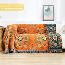 Boho Large Throw Blanket, 100% Organic Cotton Breathable Soft Bed Throw - Floral Farmhouse Decor Blanket for Sofa Couch Chair and Gift. 91" x 98"- Orange by CozyNest Decor