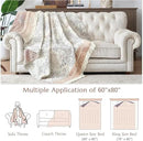 JINCHAN Boho Floral 100% Cotton Blanket 4-Layer Throw Blanket with Tassel Taupe and White Flower Butterfly Soft Luxury Rustic Farmhouse Decor Blanket for Couch Bed 60x80 inch All Season gift for women by CozyNest Decor