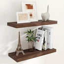 24 x 9 Floating Shelves, 9 Inch Deep Floating Shelf Wall Mounted, 24 Inch Bathroom Shelves Set of 2, Rustic Wood Wall Shelf for Bedroom, Living Room, Walnut Color