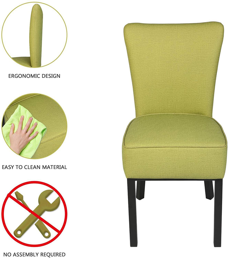 Set of 2 Upholstered Dining Chairs PU Leather Dining Room Side Chairs, Green