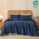 PHF 100% Cotton Waffle Weave Blanket Twin Size, Soft Lightweight Breathable Cozy Summer Blankets for Bed, Luxury Aesthetic Woven Bedding for Home Decor, 66"x90", Bright Navy Blue by CozyNest Decor