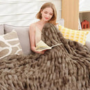 Ultra Soft Luxury Faux Fur Twin Blanket for Counch,Fuzzy Fluffy Plush Warm Cozy Elegant Wrinkled Blanket for Sofa Bedroom Living Room,（60"x80",Tie-dye Coffee） by CozyNest Decor